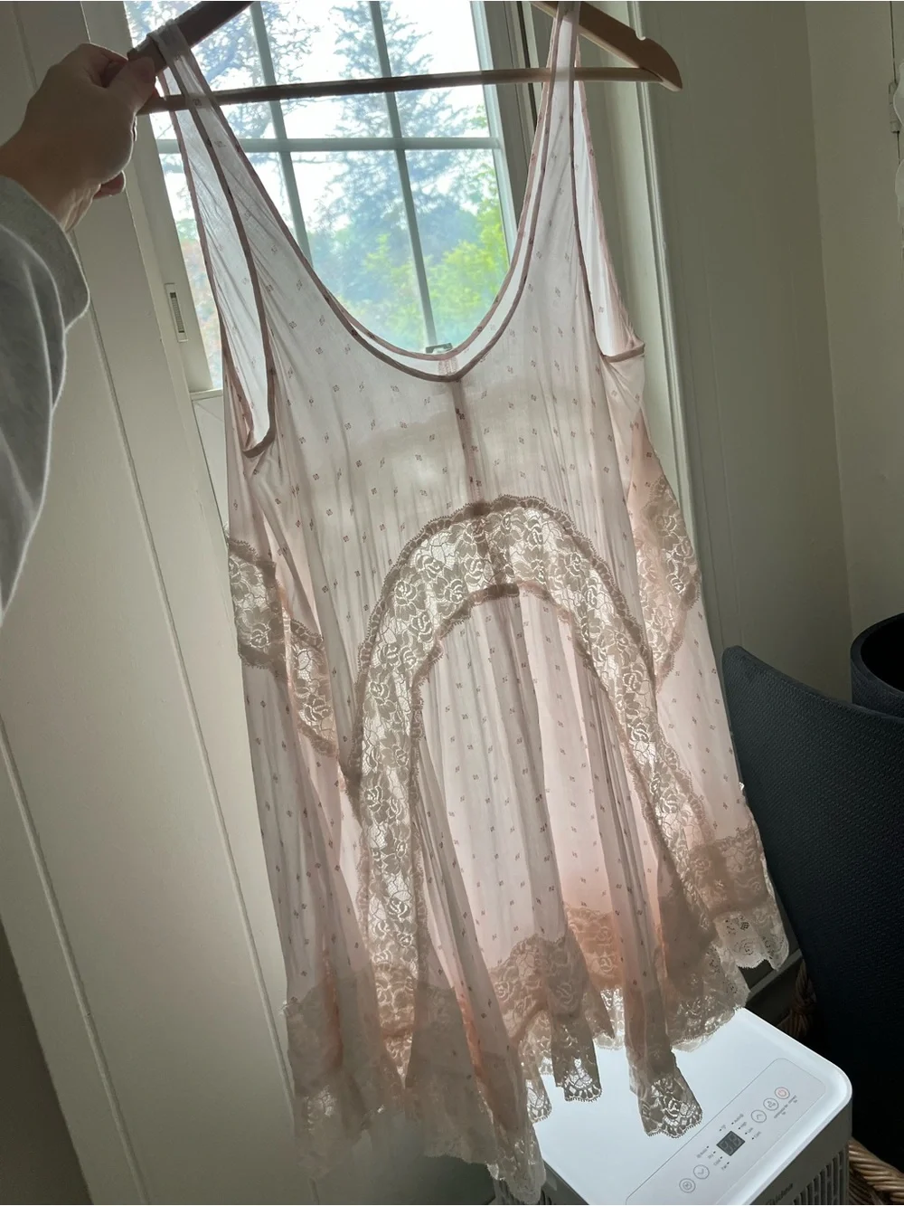 Free People Blush Pink Lace-Trim Mini Dress - Picture 8 of 10
